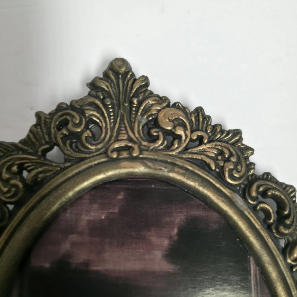 Vtg Ornate Brass Tone Oval Wall Art Whimsigoth Victorian Italian Pair Set Frame